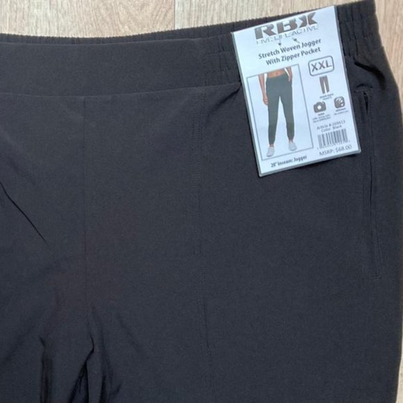 NWT MSRP $68 RBX Women Stretch Woven Jogger Pants w/Zipper Pocket Black Size 2XL - Picture 3 of 4